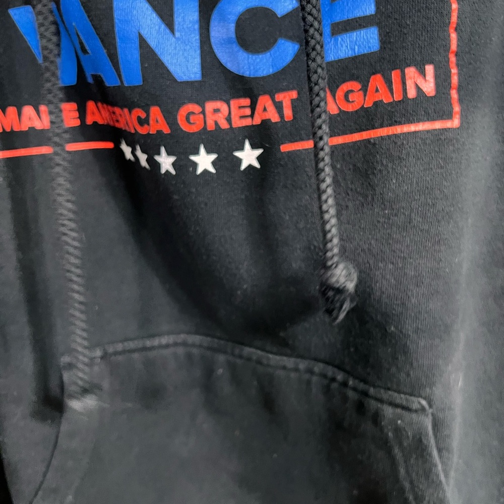 Black Graphic Hooded Sweatshirt with Red & Blue Logo - Picture 5 of 6